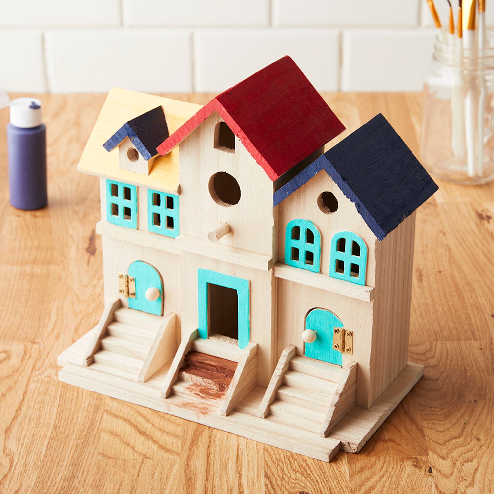 9.5" Brownstone Wood Birdhouse by Make Market®